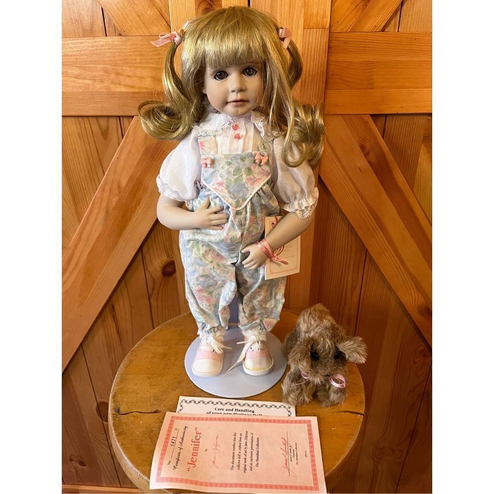 “Jennifer” Hamilton Collection Porcelain Dolls. Vintage. Little Girl And Dog.